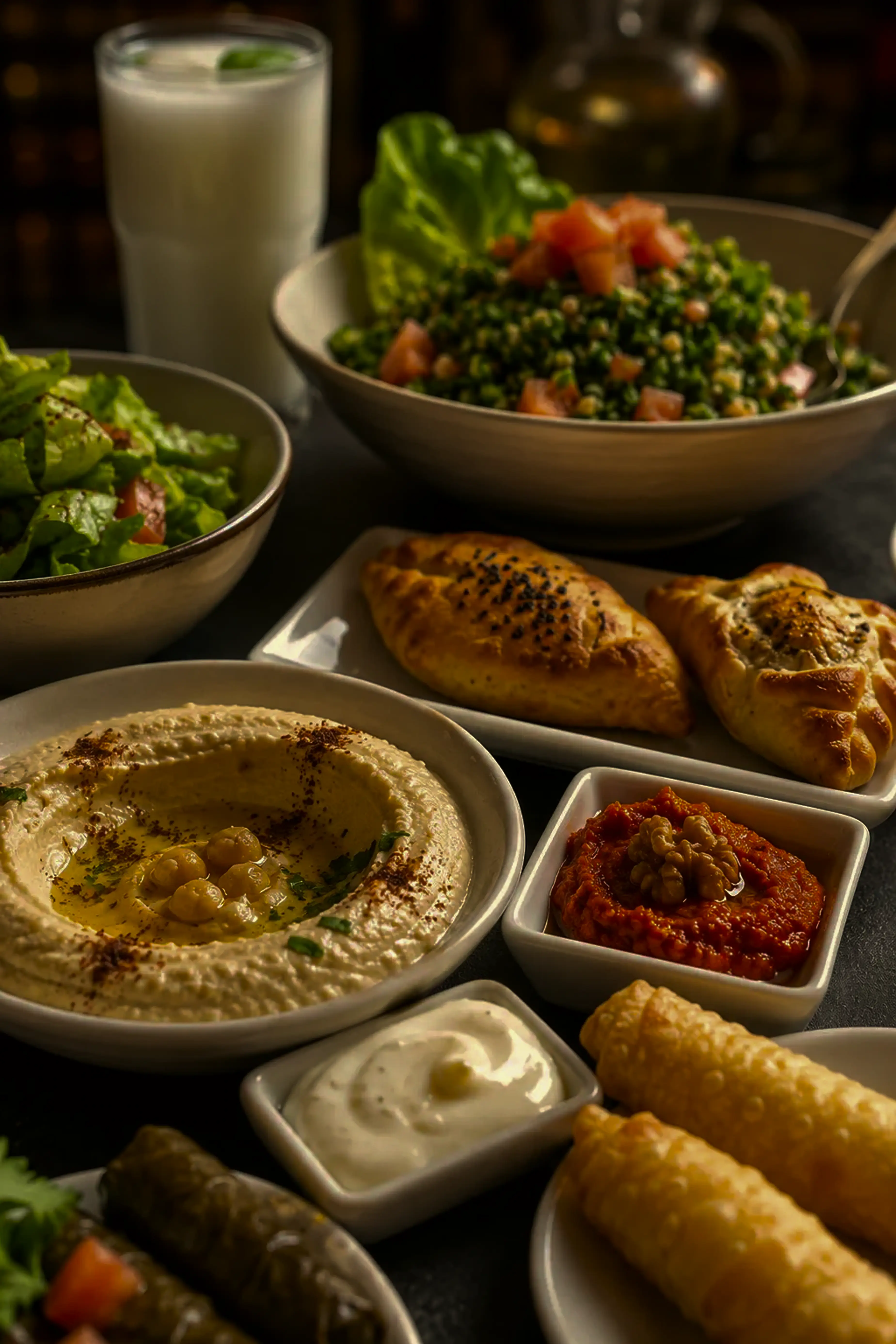 Signature wedding dishes and mezze spread at Bzommar Palace